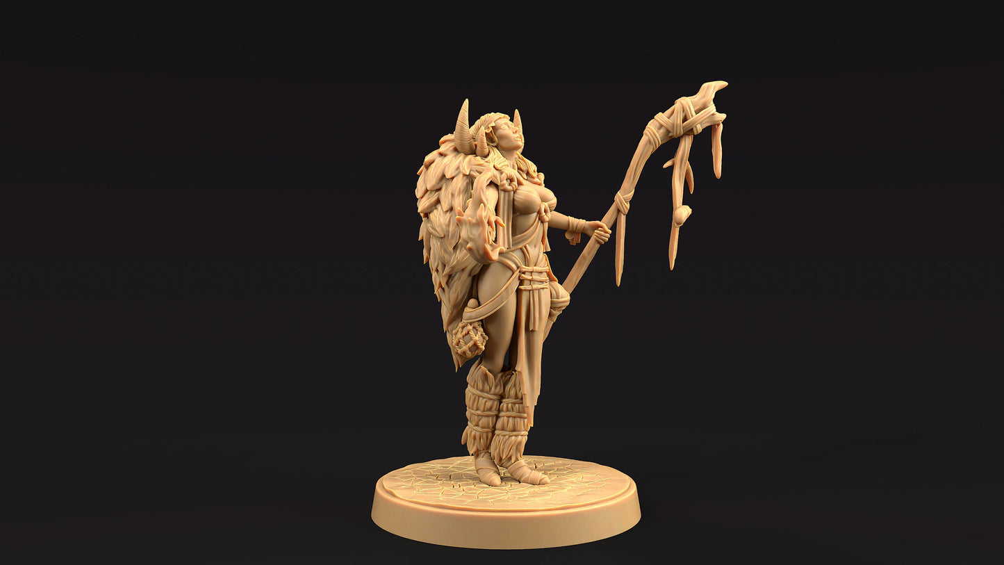 Naya, Shaman of Beasts | Dragon Trappers Lodge | Journey Through The Direlands | 32mm Scale Resin Printed Tabletop RPG Figure For DND