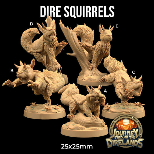 Dire Squirrel Set | Dragon Trappers Lodge | Journey Through The Direlands | 32mm Scale Resin Printed Tabletop RPG Figure For DND