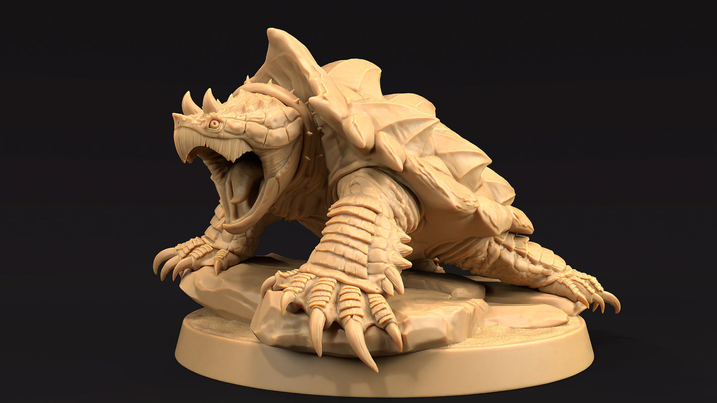Dire Turtle Set | Dragon Trappers Lodge | Journey Through The Direlands | 32mm Scale Resin Printed Tabletop RPG Figure For DND