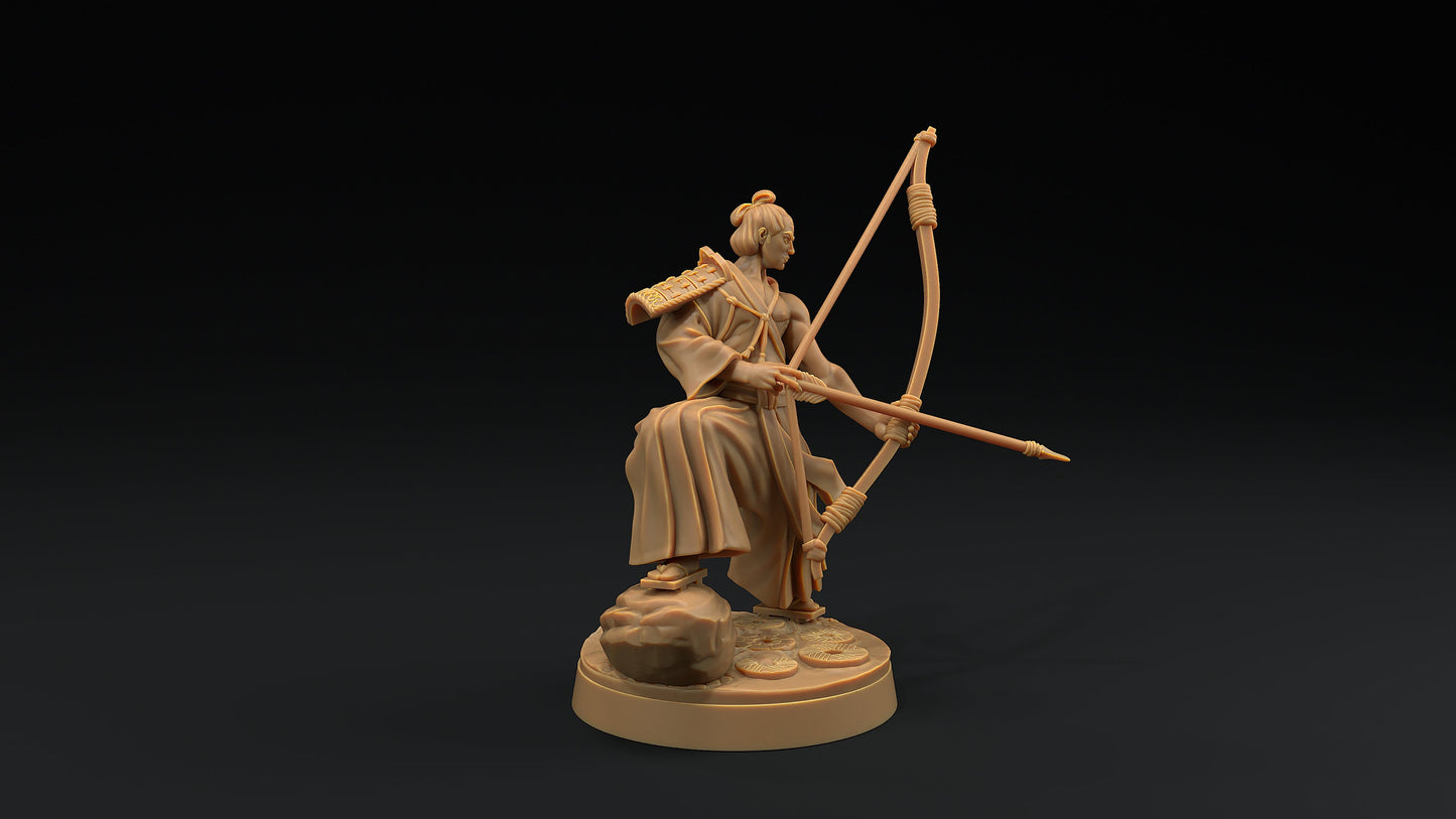 Archers Set | Dragon Trappers Lodge | Chosen Of The Kami | 32mm Scale Resin Printed Tabletop RPG Figure For DND