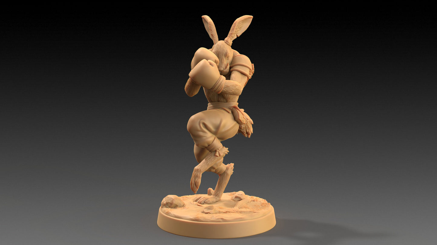 Moose Lightfoot, Hare Pugilist | Dragon Trappers Lodge | The Critterfolk of Bluewoods Barrows | 32mm Resin Printed TTRPG Figure For DND