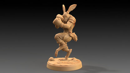 Moose Lightfoot, Hare Pugilist | Dragon Trappers Lodge | The Critterfolk of Bluewoods Barrows | 32mm Resin Printed TTRPG Figure For DND