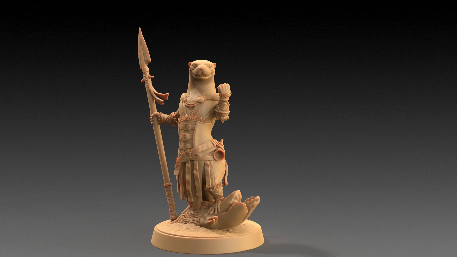 Pearl, Otter Spearmaster | Dragon Trappers Lodge | The Critterfolk of Bluewoods Barrows | 32mm Scale Resin Printed TTRPG Figure For DND