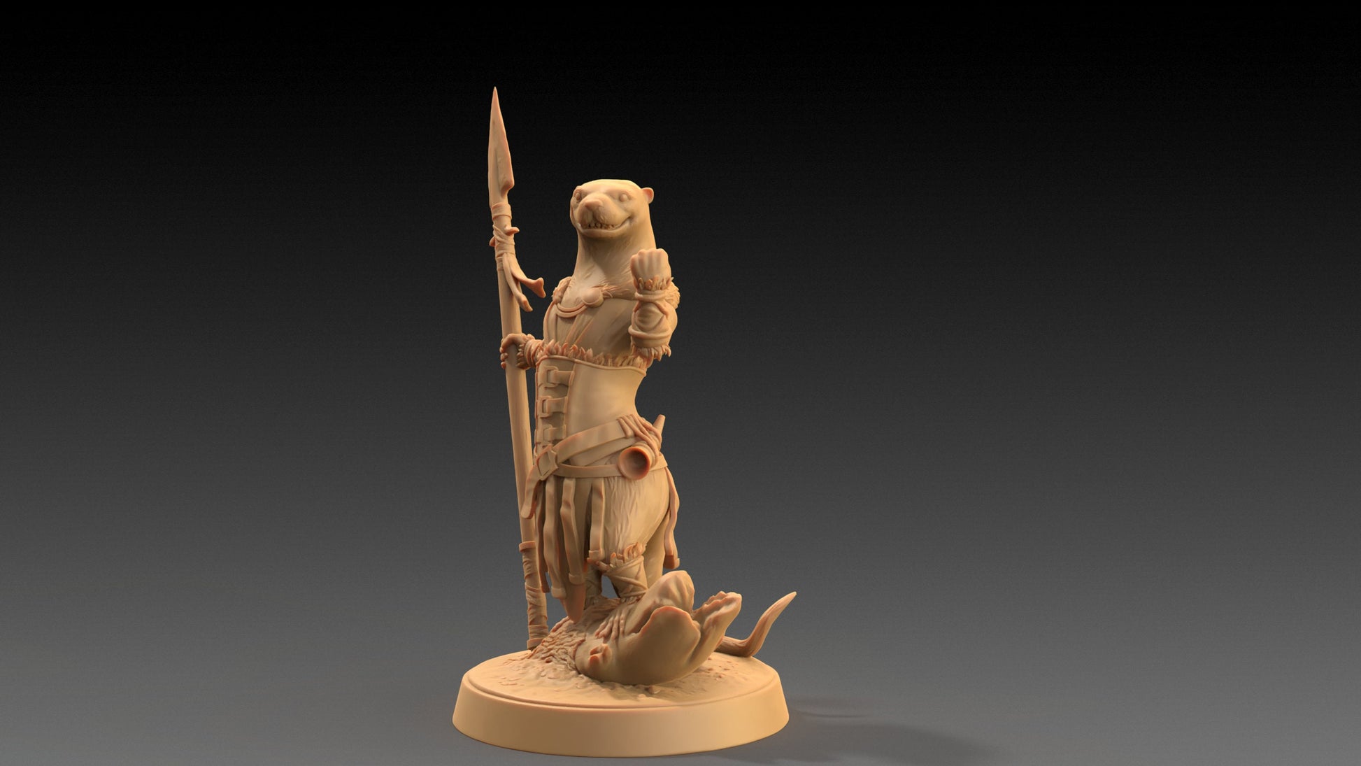 Pearl, Otter Spearmaster | Dragon Trappers Lodge | The Critterfolk of Bluewoods Barrows | 32mm Scale Resin Printed TTRPG Figure For DND