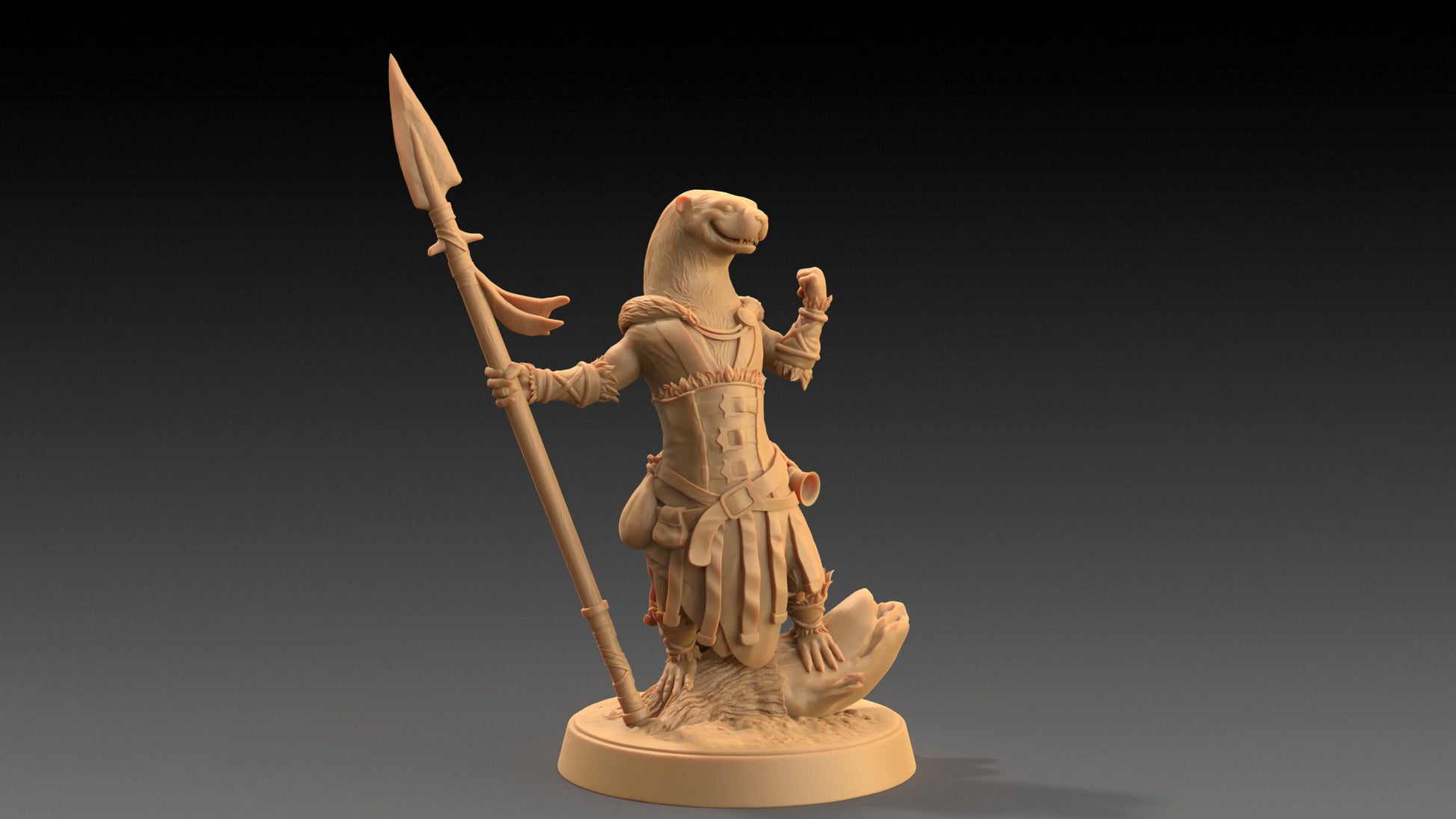Pearl, Otter Spearmaster | Dragon Trappers Lodge | The Critterfolk of Bluewoods Barrows | 32mm Scale Resin Printed TTRPG Figure For DND