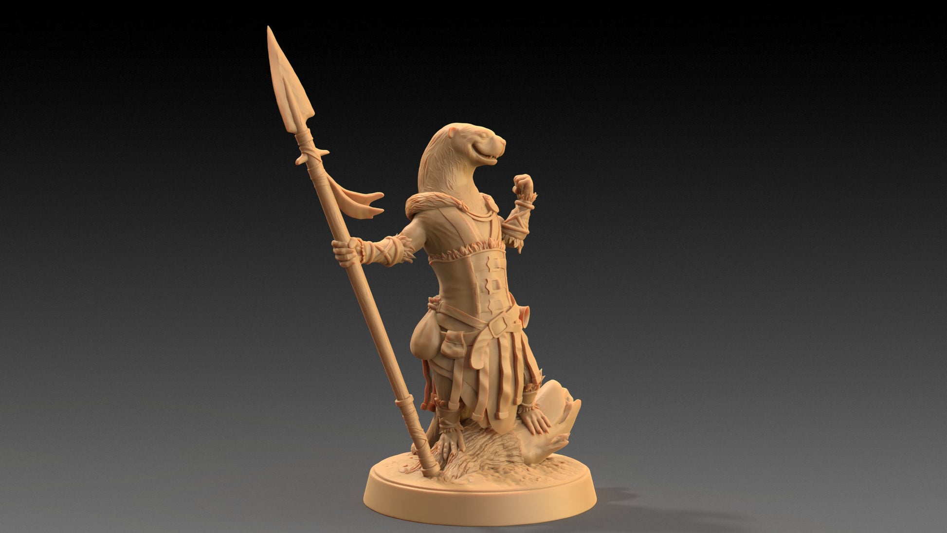 Pearl, Otter Spearmaster | Dragon Trappers Lodge | The Critterfolk of Bluewoods Barrows | 32mm Scale Resin Printed TTRPG Figure For DND