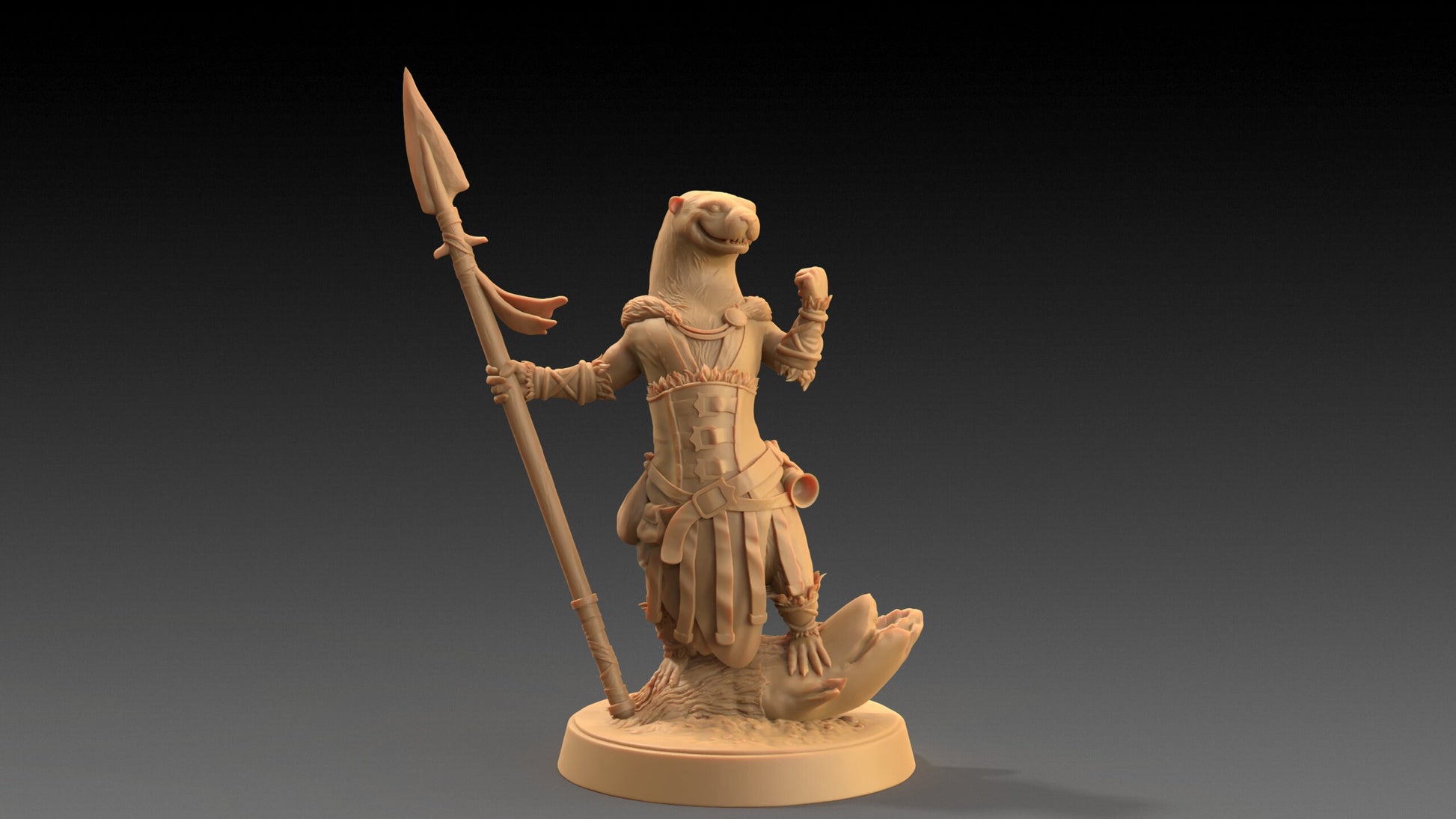 Pearl, Otter Spearmaster | Dragon Trappers Lodge | The Critterfolk of Bluewoods Barrows | 32mm Scale Resin Printed TTRPG Figure For DND