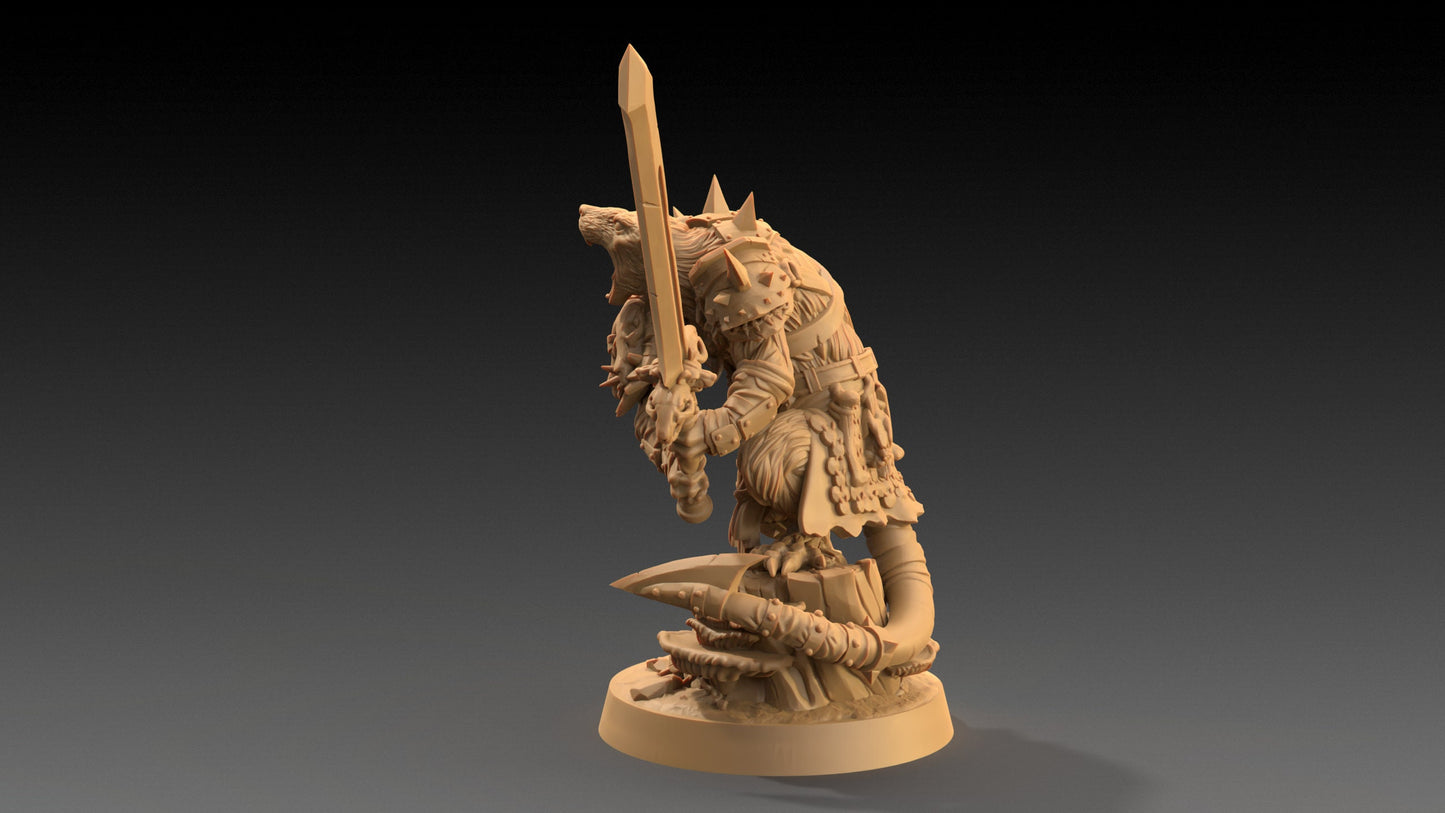 Skarn, The Rat Lord | Dragon Trappers Lodge | The Critterfolk of Bluewoods Barrows | 32mm Scale Resin Printed TTRPG Figure For DND