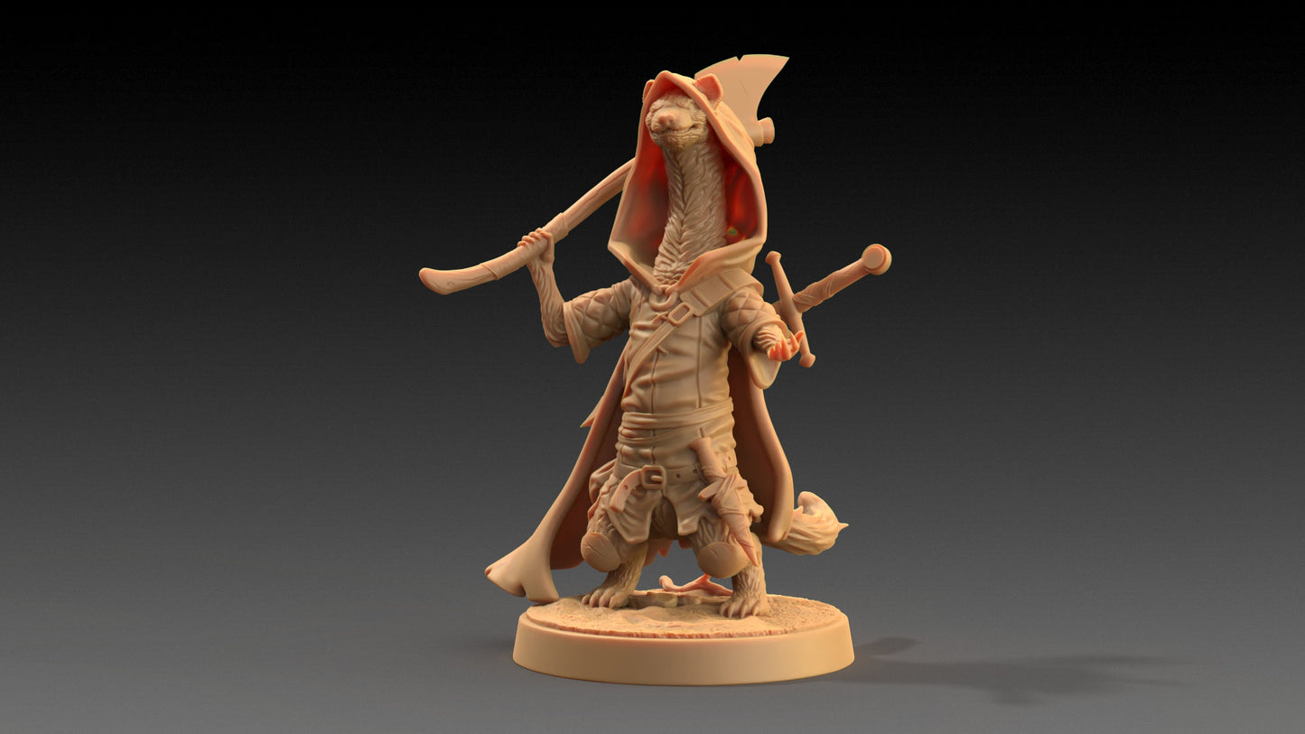 Ferret Skulker Set | Dragon Trappers Lodge | The Critterfolk of Bluewoods Barrows | 32mm Scale Resin Printed TTRPG Figure For DND