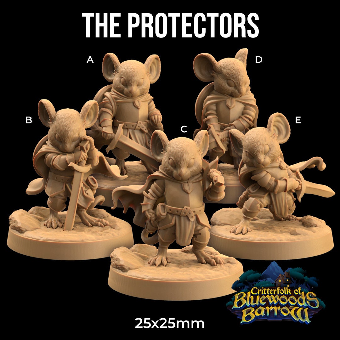 The Protectors Set | Dragon Trappers Lodge | The Critterfolk of Bluewoods Barrows | 32mm Scale Resin Printed TTRPG Figure For DND