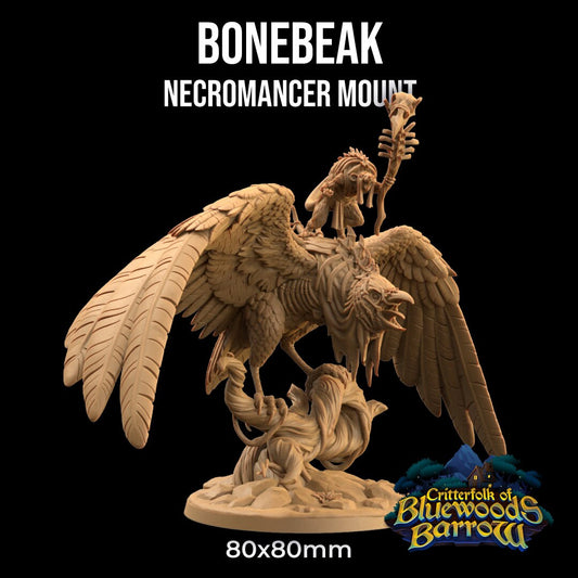Bonebeak With Casting Rider | Dragon Trappers Lodge | The Critterfolk of Bluewoods Barrows | 32mm Scale Resin Printed TTRPG Figure For DND