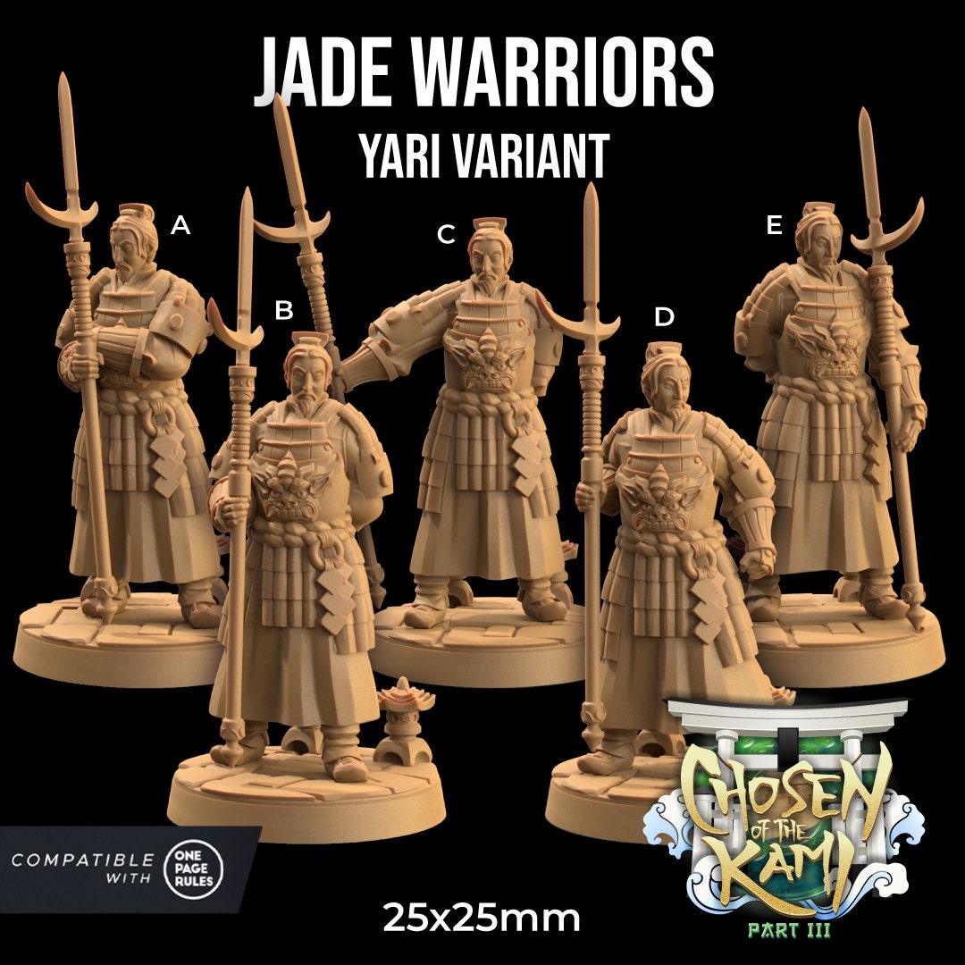 Jade Warriors Set | Dragon Trappers Lodge | Chosen Of The Kami | 32mm Scale Resin Printed Tabletop RPG Figure For DND