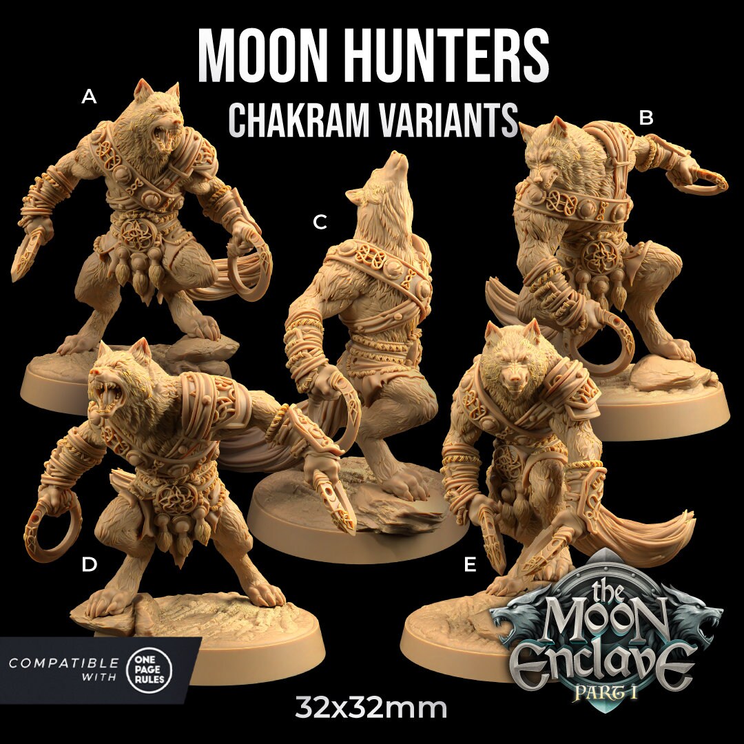 Moon Hunters Set | Dragon Trappers Lodge | The Moon Enclave | 32mm Scale Resin Printed Tabletop RPG Figure For DND
