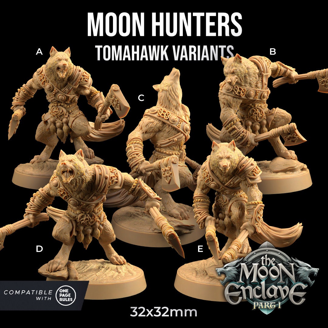 Moon Hunters Set | Dragon Trappers Lodge | The Moon Enclave | 32mm Scale Resin Printed Tabletop RPG Figure For DND