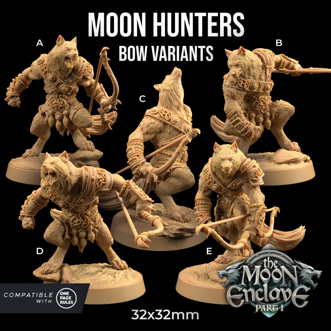 Moon Hunters Set | Dragon Trappers Lodge | The Moon Enclave | 32mm Scale Resin Printed Tabletop RPG Figure For DND
