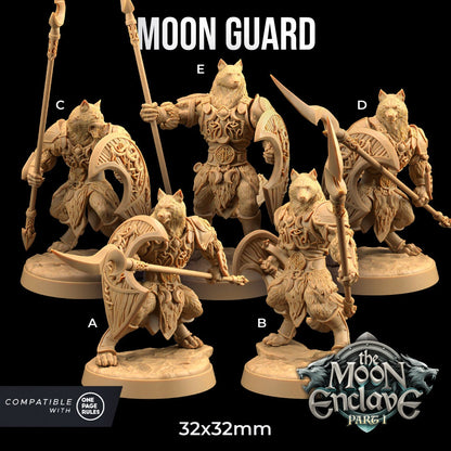 Moon Guard Set | Dragon Trappers Lodge | The Moon Enclave | 32mm Scale Resin Printed Tabletop RPG Figure For DND
