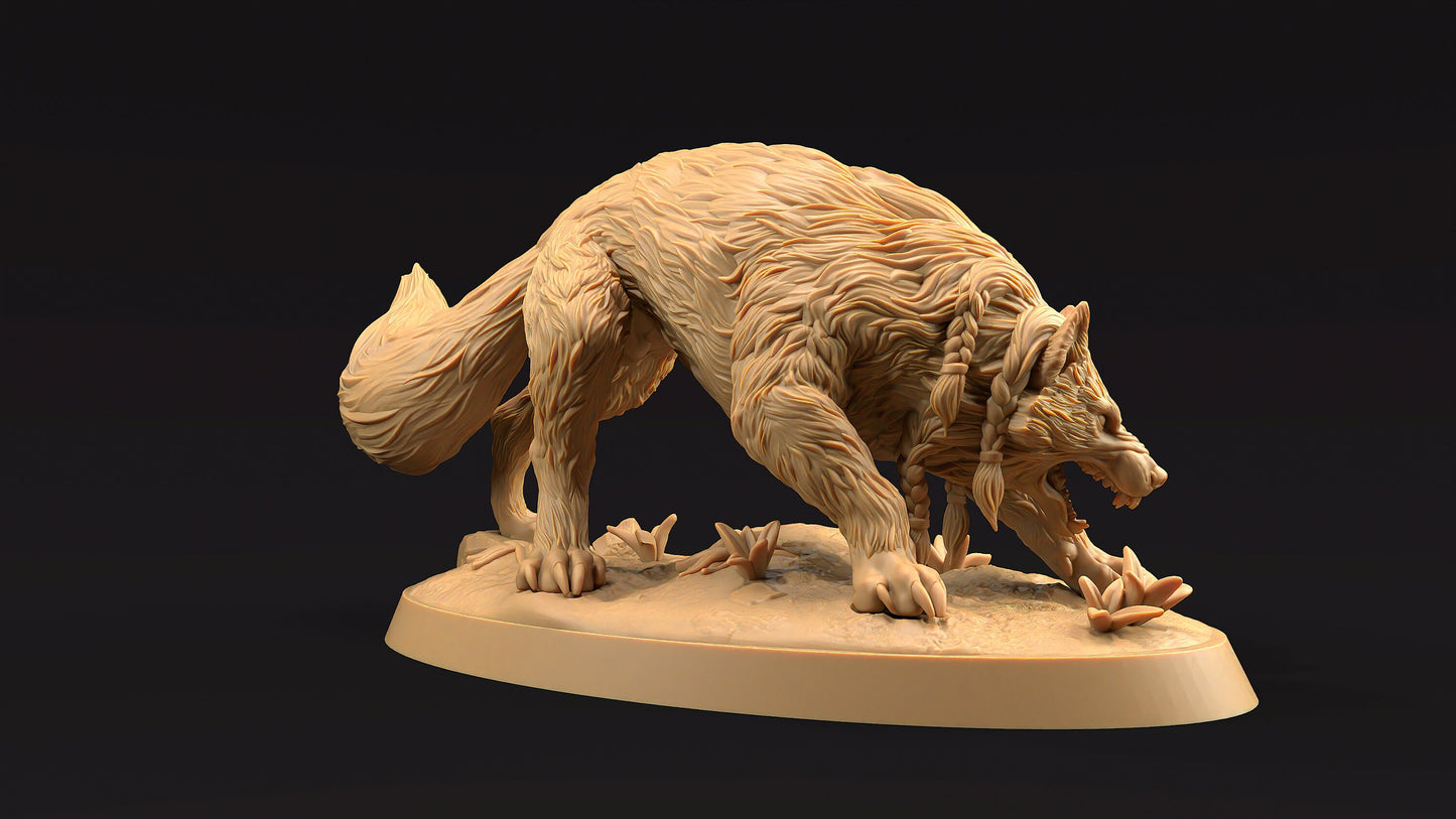 Moonborn Wolves Set | Dragon Trappers Lodge | The Moon Enclave | 32mm Scale Resin Printed Tabletop RPG Figure For DND
