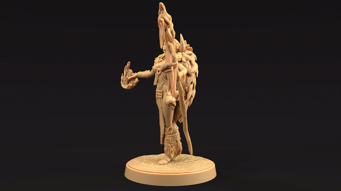 Naya, Shaman of Beasts | Dragon Trappers Lodge | Journey Through The Direlands | 32mm Scale Resin Printed Tabletop RPG Figure For DND
