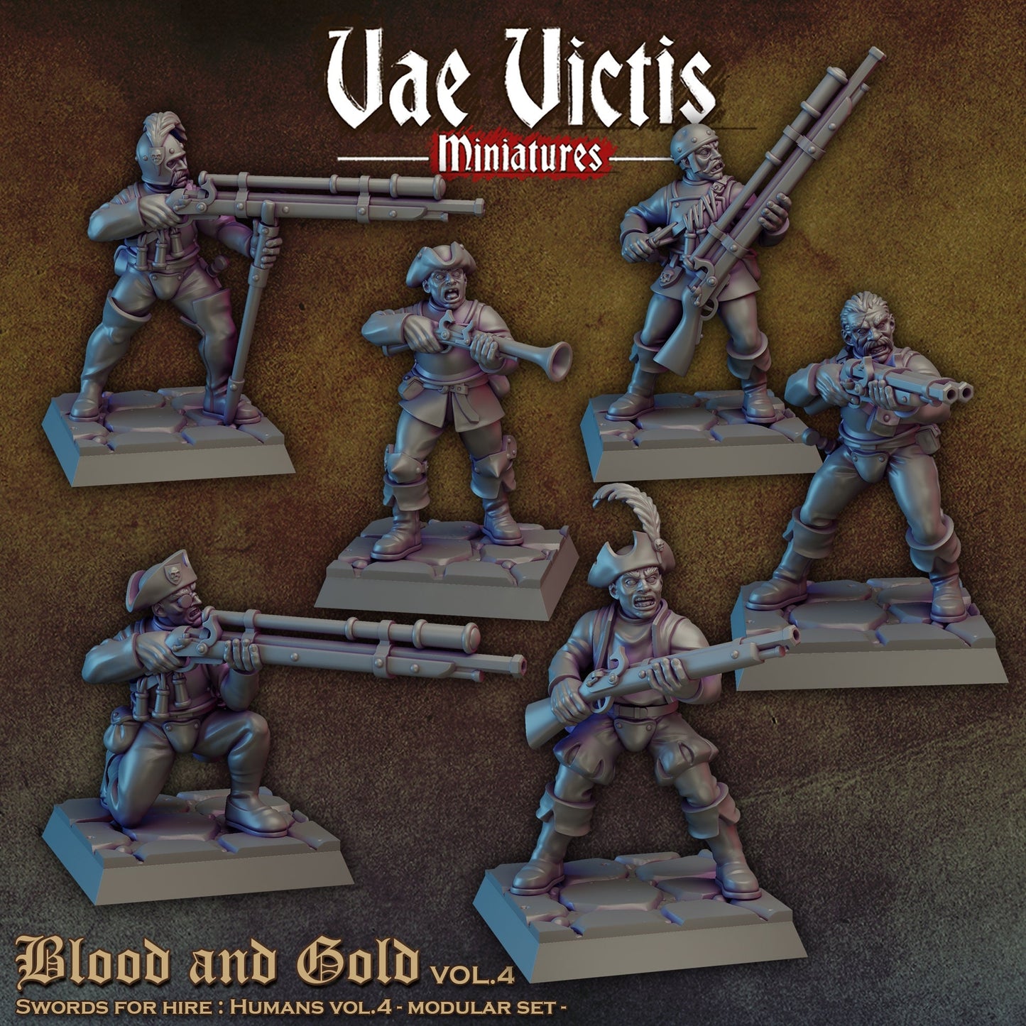 Human Riflemen Set | Vae Victis Miniatures | 32mm Scale Resin Printed Tabletop RPG Figures for Tabletop Roleplaying or Wargaming