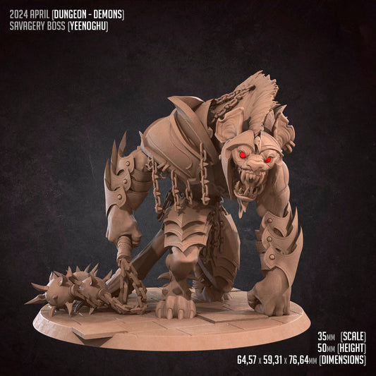Savagery Boss | Bite The Bullet | 35mm Scale | Resin Printed Tabletop RPG Miniature Figures | DND | 5E