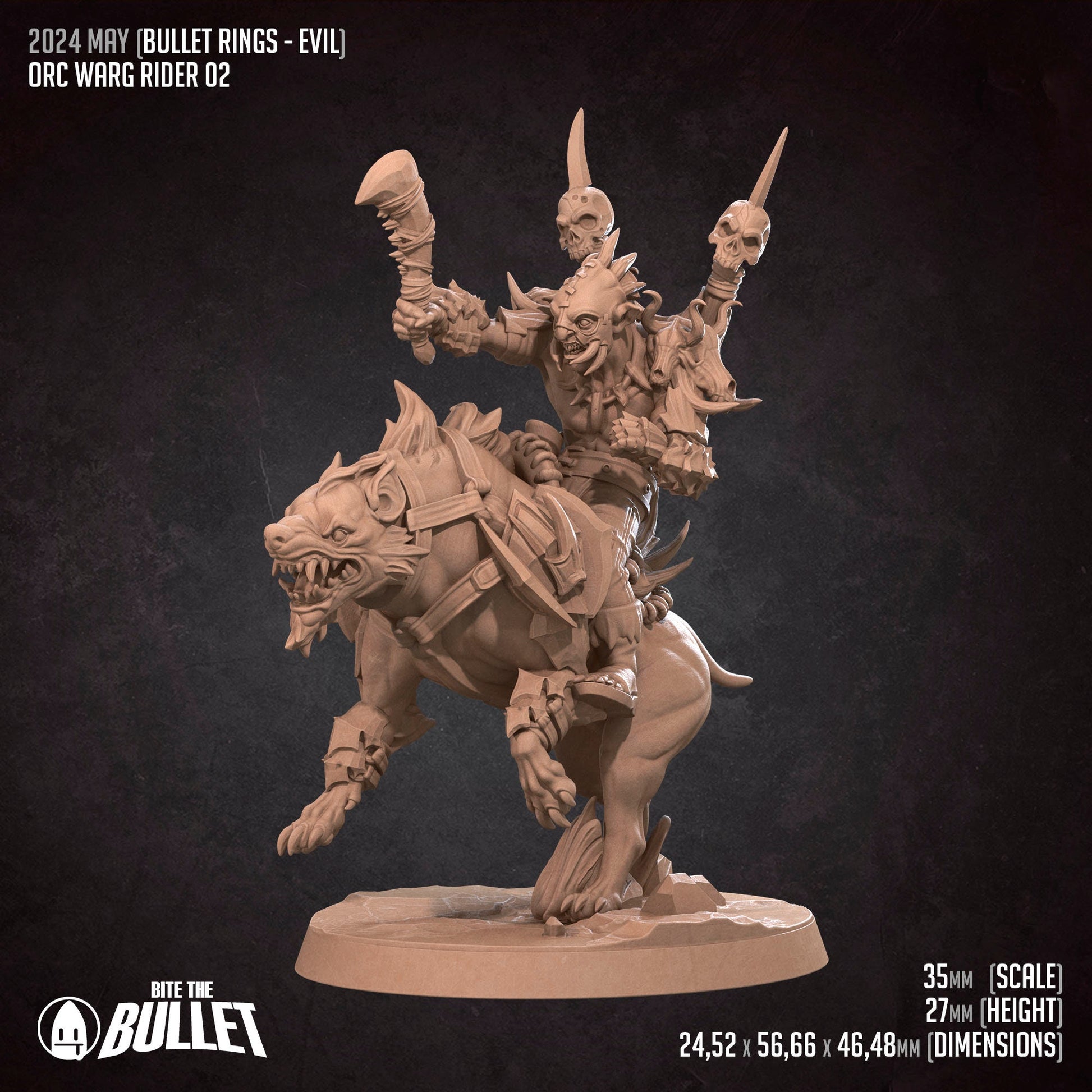 Orc Warg Riders Set | Bite The Bullet | 35mm Scale | Resin Printed Tabletop RPG Miniature Figures | DND | 5E