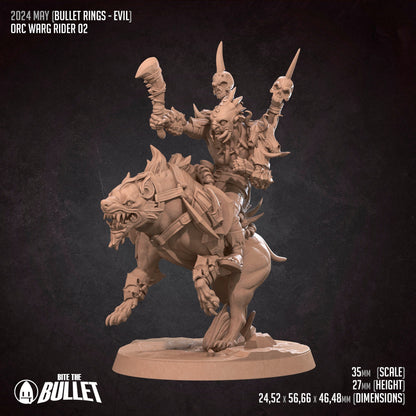 Orc Warg Riders Set | Bite The Bullet | 35mm Scale | Resin Printed Tabletop RPG Miniature Figures | DND | 5E