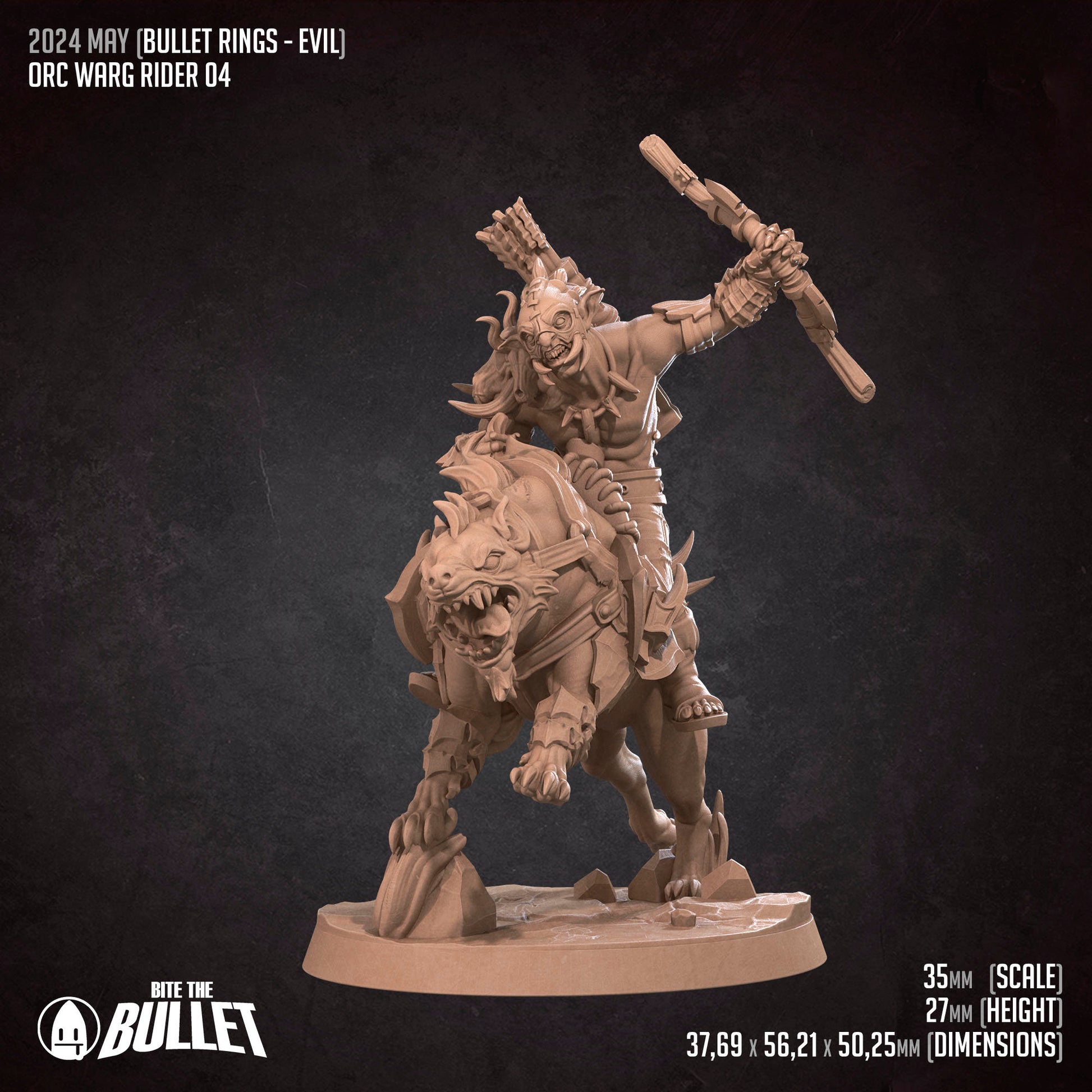 Orc Warg Riders Set | Bite The Bullet | 35mm Scale | Resin Printed Tabletop RPG Miniature Figures | DND | 5E