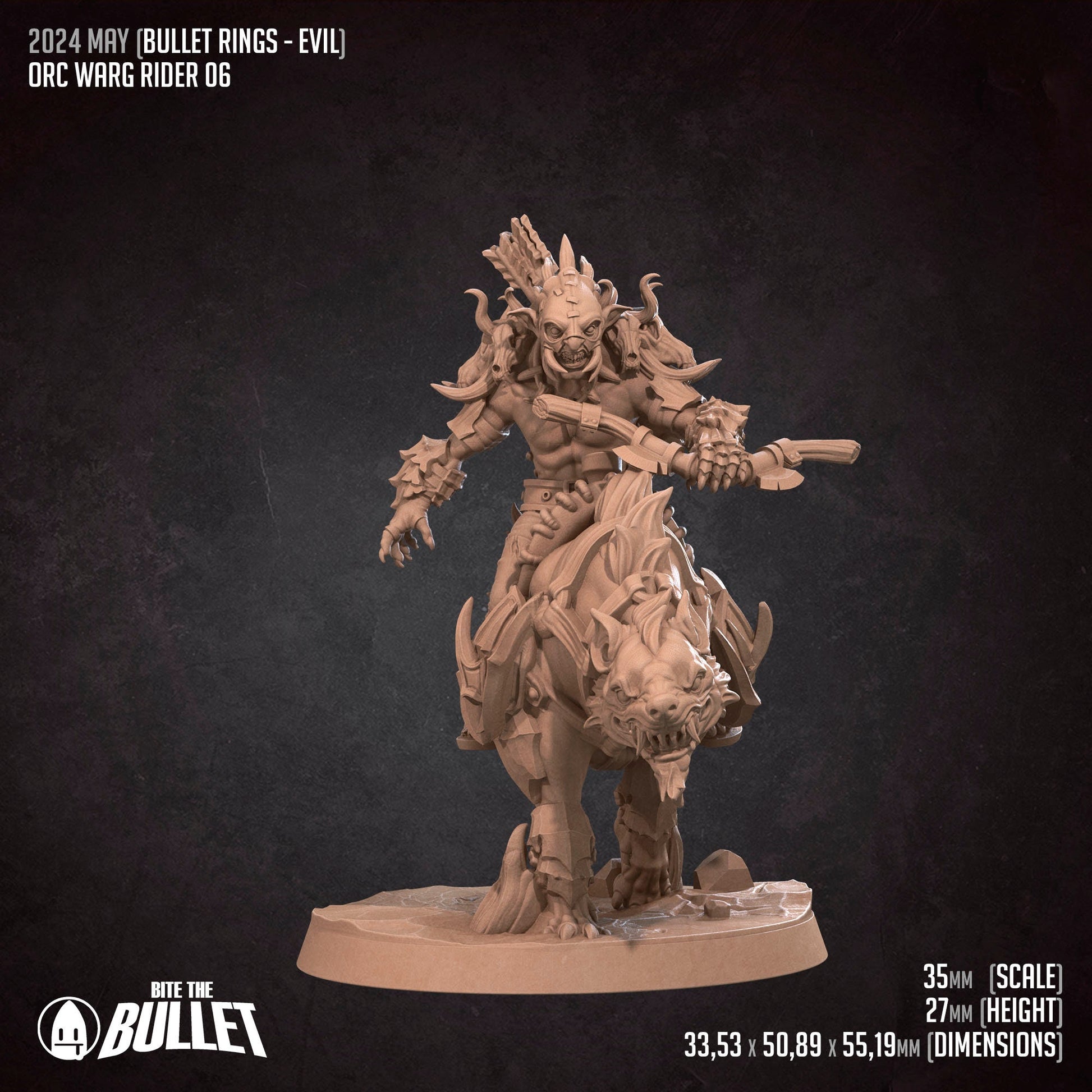 Orc Warg Riders Set | Bite The Bullet | 35mm Scale | Resin Printed Tabletop RPG Miniature Figures | DND | 5E