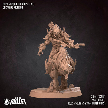 Orc Warg Riders Set | Bite The Bullet | 35mm Scale | Resin Printed Tabletop RPG Miniature Figures | DND | 5E