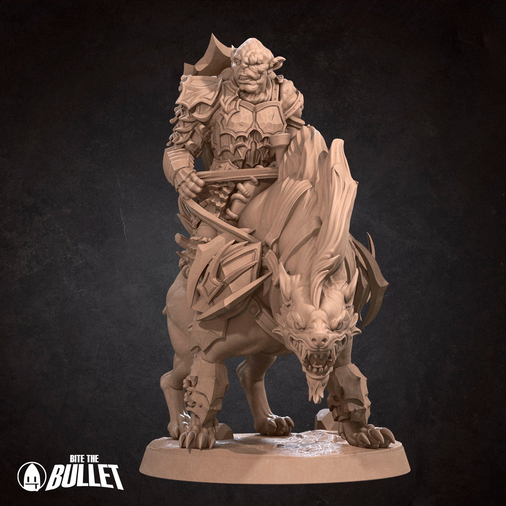 Orc Warg Rider Lieutenant | Bite The Bullet | 35mm Scale | Resin Printed Tabletop RPG Miniature Figures | DND | 5E