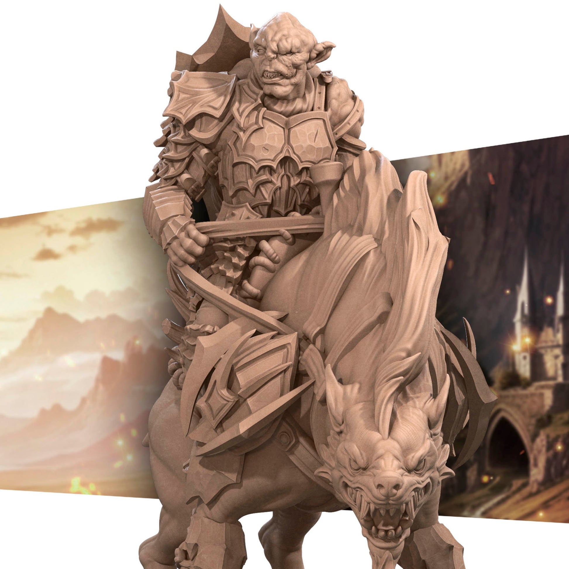 Orc Warg Rider Lieutenant | Bite The Bullet | 35mm Scale | Resin Printed Tabletop RPG Miniature Figures | DND | 5E