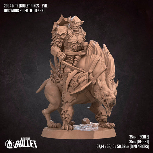 Orc Warg Rider Lieutenant | Bite The Bullet | 35mm Scale | Resin Printed Tabletop RPG Miniature Figures | DND | 5E