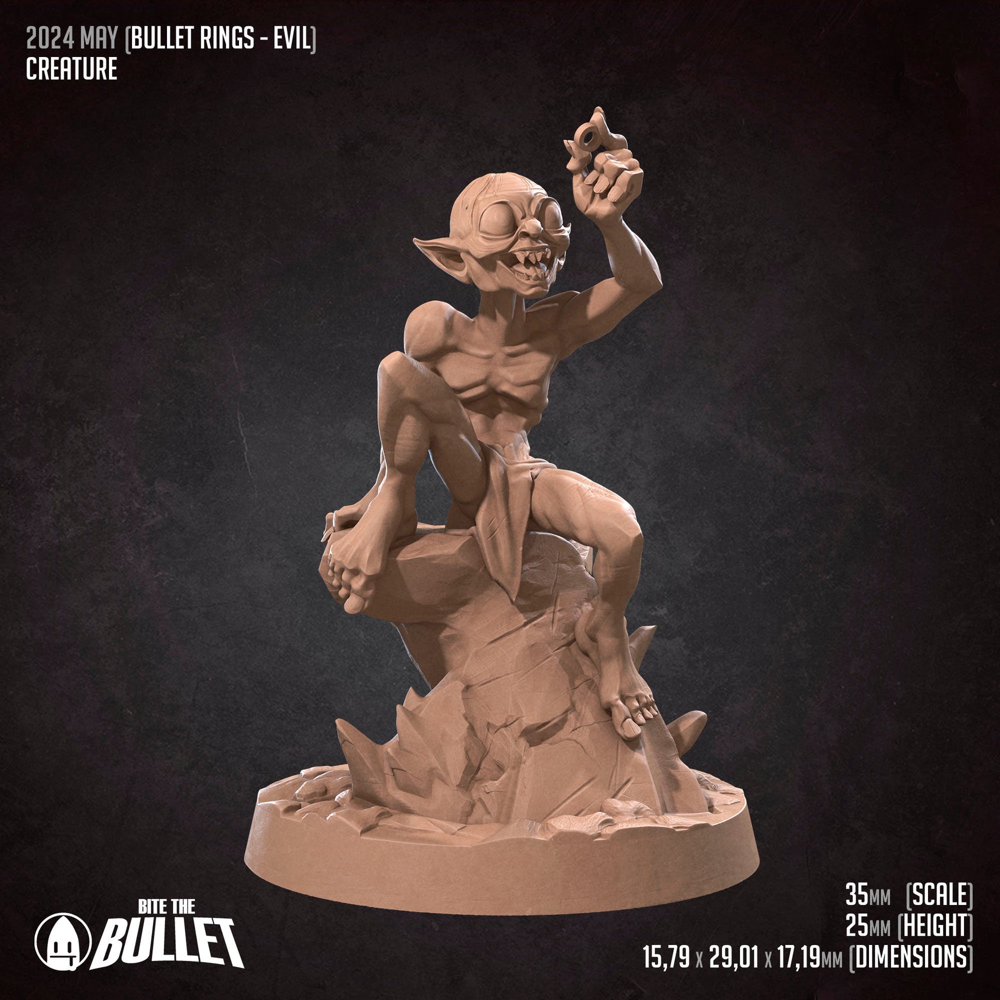 Ring Obsessed Creature | Bite The Bullet | 35mm Scale | Resin Printed Tabletop RPG Miniature Figures | DND | 5E