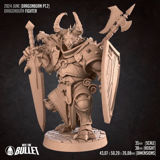 Dragonborn Fighter | Bite The Bullet | 35mm Scale | Resin Printed Tabletop RPG Miniature Figures | DND | 5E