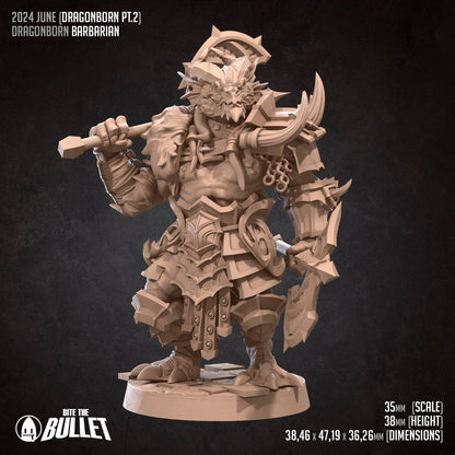 Dragonborn Barbarian | Bite The Bullet | 35mm Scale | Resin Printed Tabletop RPG Miniature Figures | DND | 5E