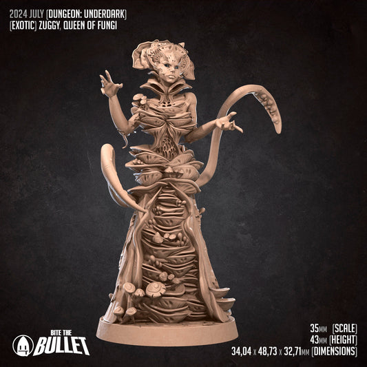 Zuggy Queen Of Fungi | NSFW Option | Bite The Bullet | 35mm Scale | Resin Printed Tabletop RPG Miniature Figures | DND | 5E
