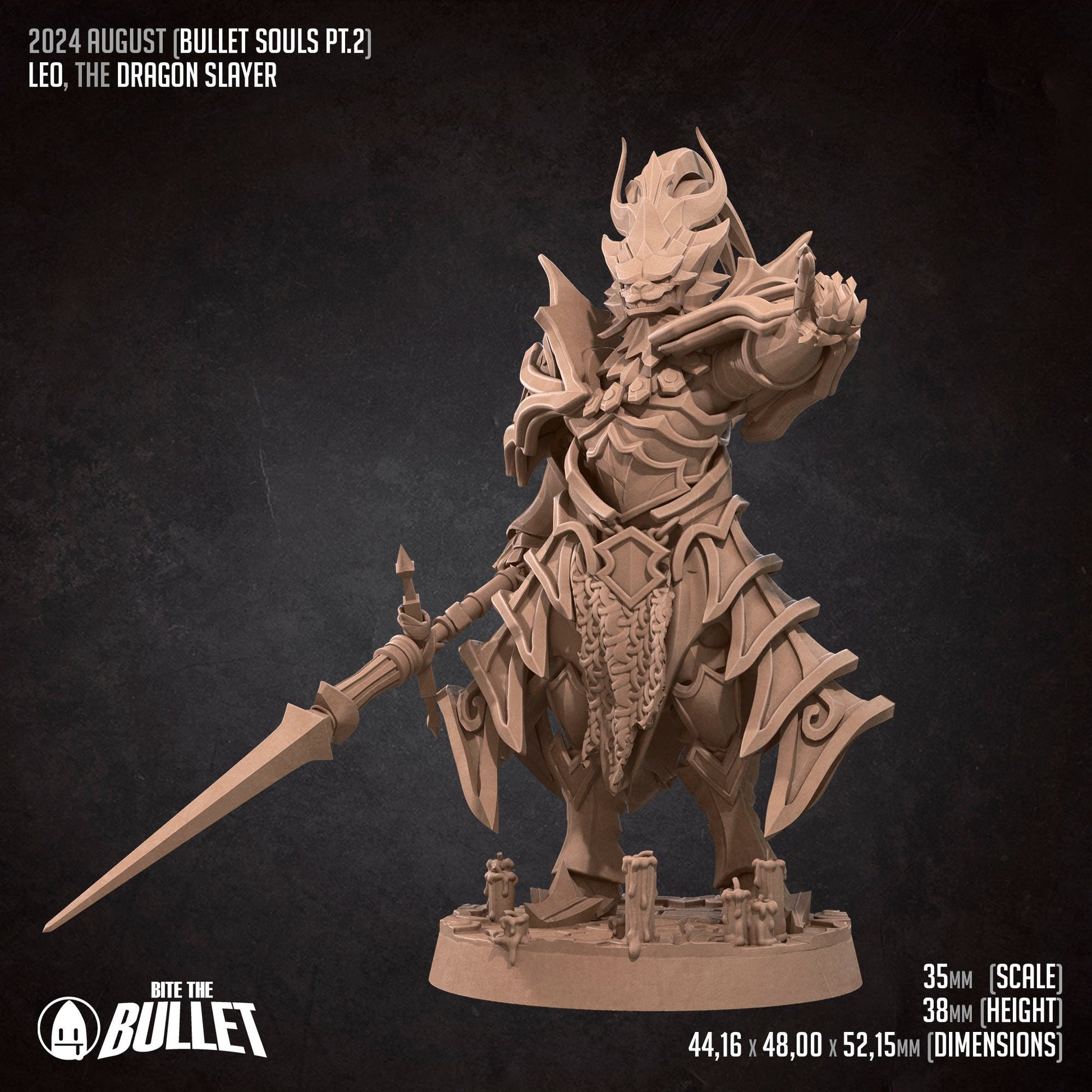 Leo The Dragon Slayer | Bite The Bullet | 35mm Scale | Resin Printed Tabletop RPG Miniature Figures | DND | 5E