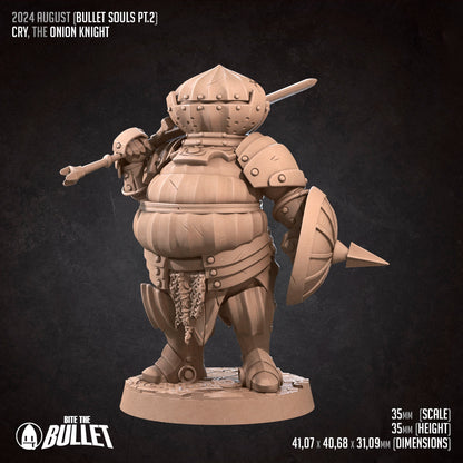 Cry The Onion Knight | Bite The Bullet | 35mm Scale | Resin Printed Tabletop RPG Miniature Figures | DND | 5E