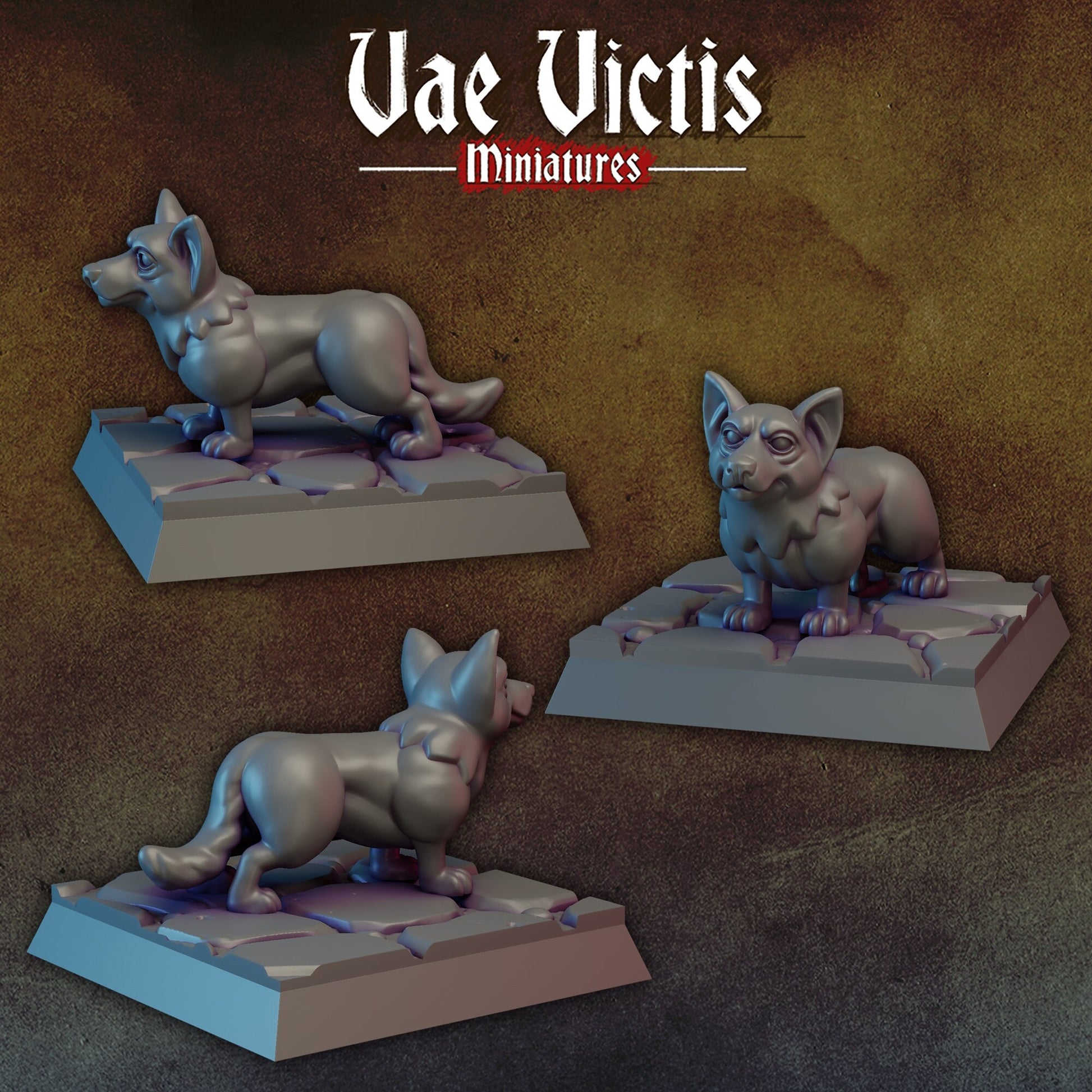 Corgi Set | Vae Victis Miniatures | 32mm Scale Resin Printed Tabletop RPG Figures for Tabletop Roleplaying or Wargaming