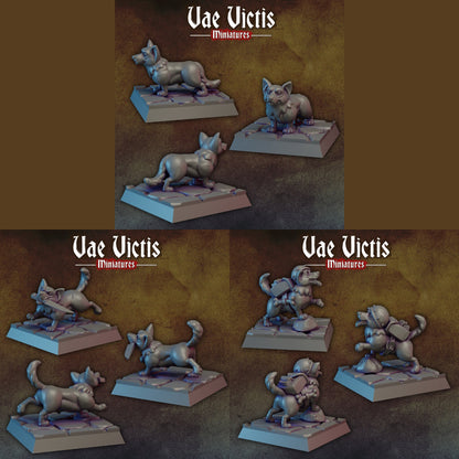Corgi Set | Vae Victis Miniatures | 32mm Scale Resin Printed Tabletop RPG Figures for Tabletop Roleplaying or Wargaming