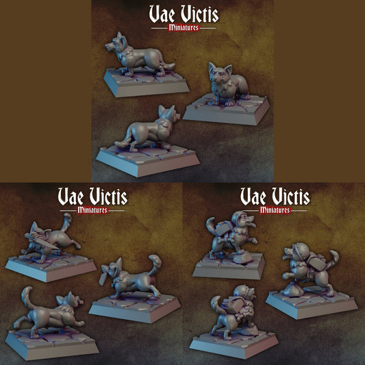Corgi Set | Vae Victis Miniatures | 32mm Scale Resin Printed Tabletop RPG Figures for Tabletop Roleplaying or Wargaming