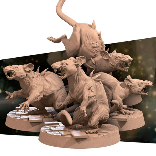 Graveyard Rat Minions Set | Bite The Bullet | 35mm Scale | Resin Printed Tabletop RPG Miniature Figures | DND | 5E