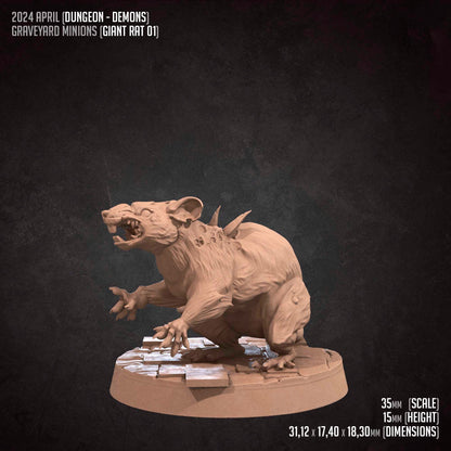Graveyard Rat Minions Set | Bite The Bullet | 35mm Scale | Resin Printed Tabletop RPG Miniature Figures | DND | 5E
