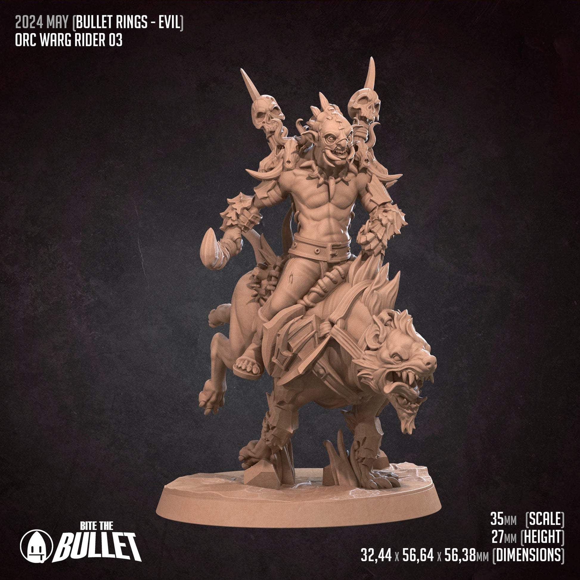 Orc Warg Riders Set | Bite The Bullet | 35mm Scale | Resin Printed Tabletop RPG Miniature Figures | DND | 5E