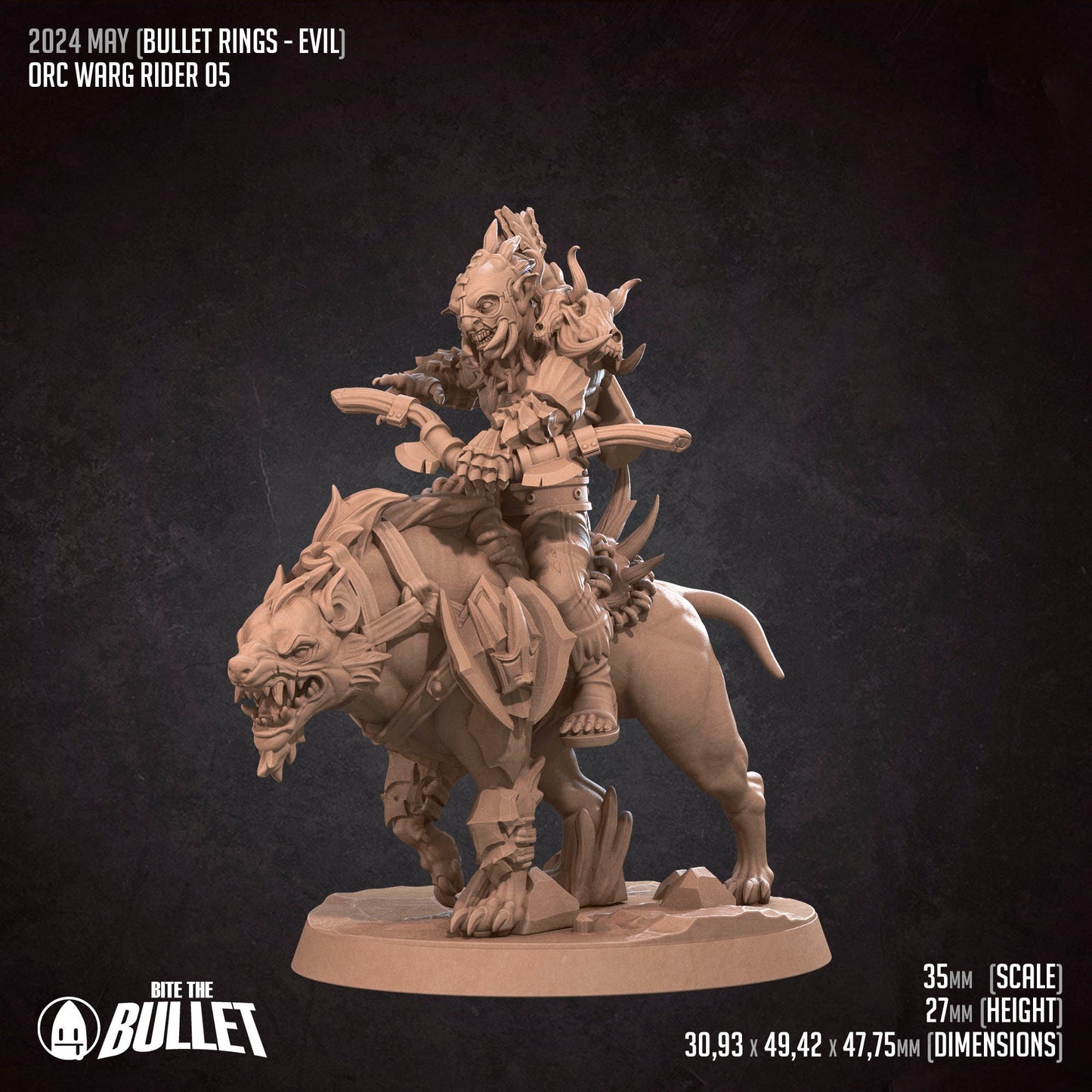 Orc Warg Riders Set | Bite The Bullet | 35mm Scale | Resin Printed Tabletop RPG Miniature Figures | DND | 5E