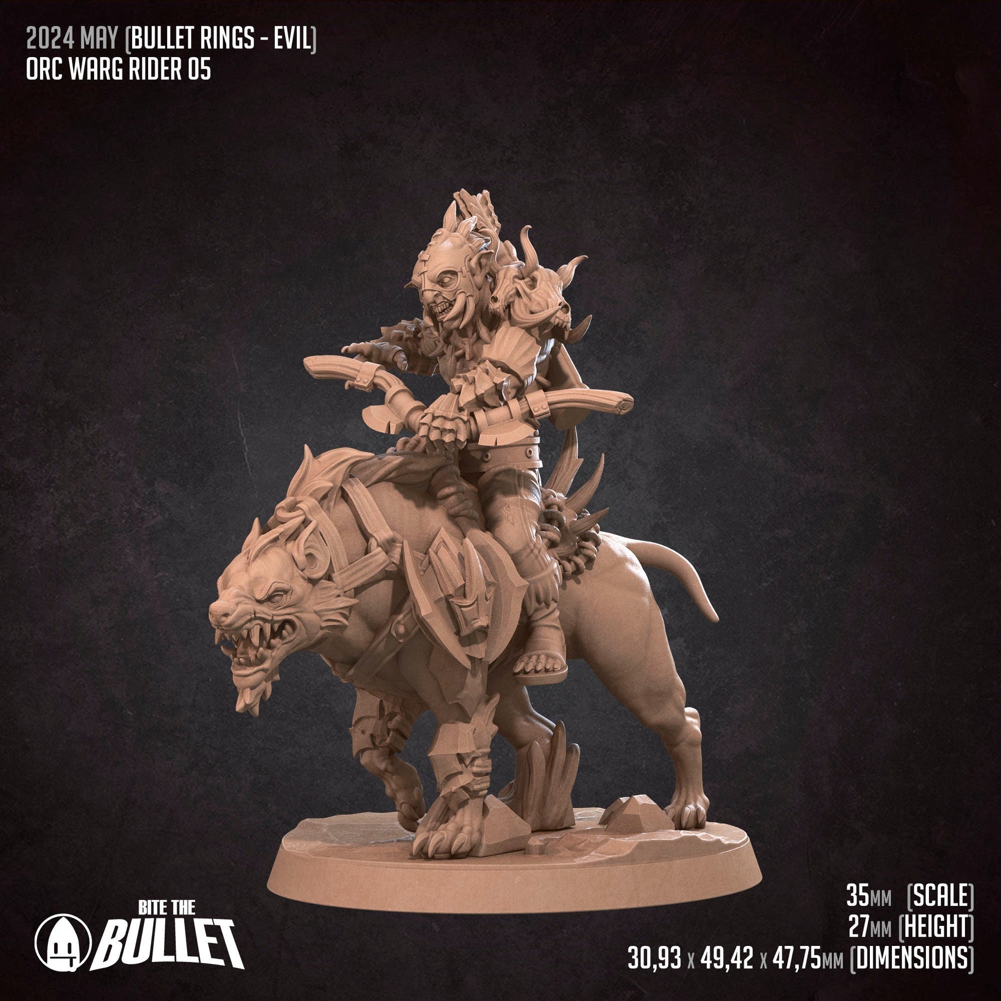 Orc Warg Riders Set | Bite The Bullet | 35mm Scale | Resin Printed Tabletop RPG Miniature Figures | DND | 5E