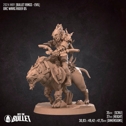 Orc Warg Riders Set | Bite The Bullet | 35mm Scale | Resin Printed Tabletop RPG Miniature Figures | DND | 5E