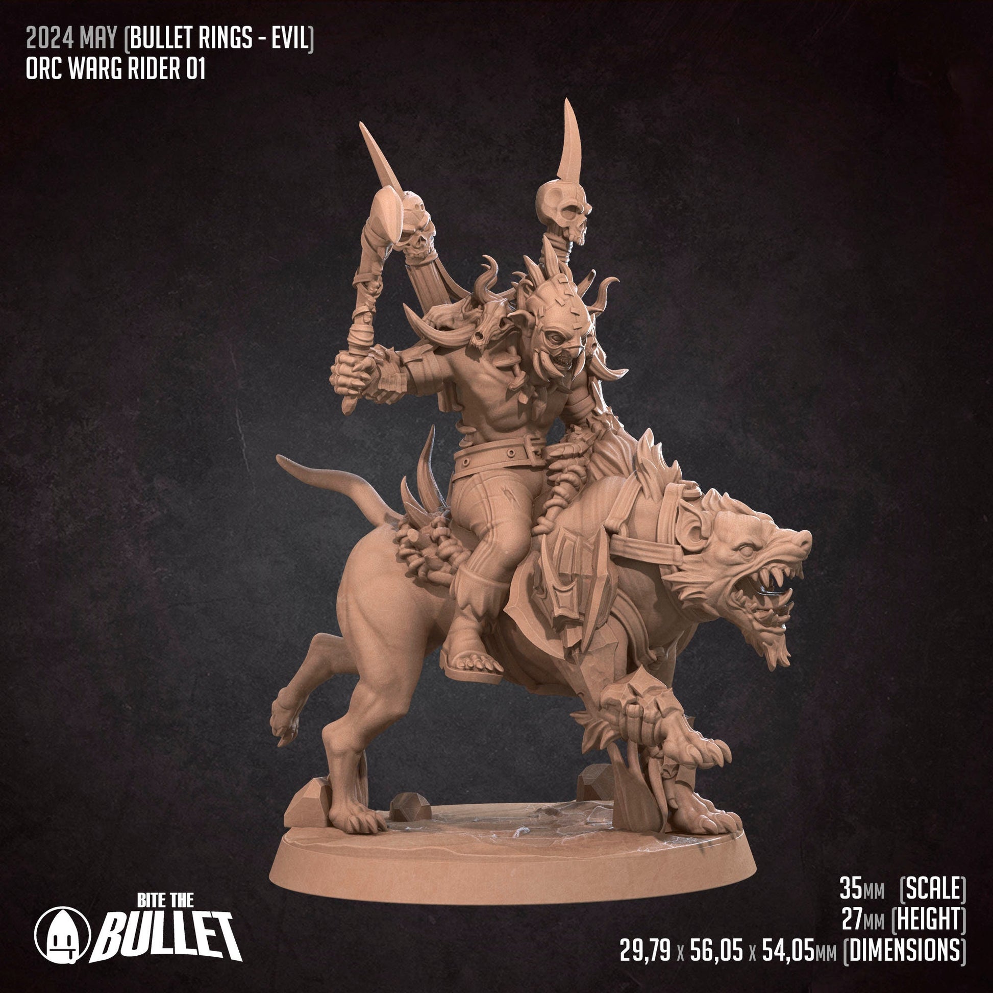 Orc Warg Riders Set | Bite The Bullet | 35mm Scale | Resin Printed Tabletop RPG Miniature Figures | DND | 5E