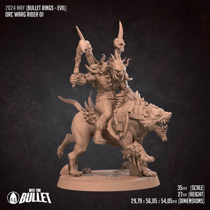 Orc Warg Riders Set | Bite The Bullet | 35mm Scale | Resin Printed Tabletop RPG Miniature Figures | DND | 5E