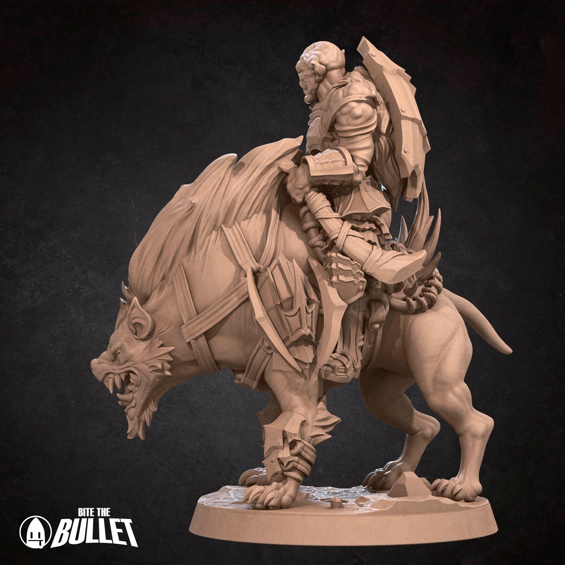 Orc Warg Rider Lieutenant | Bite The Bullet | 35mm Scale | Resin Printed Tabletop RPG Miniature Figures | DND | 5E